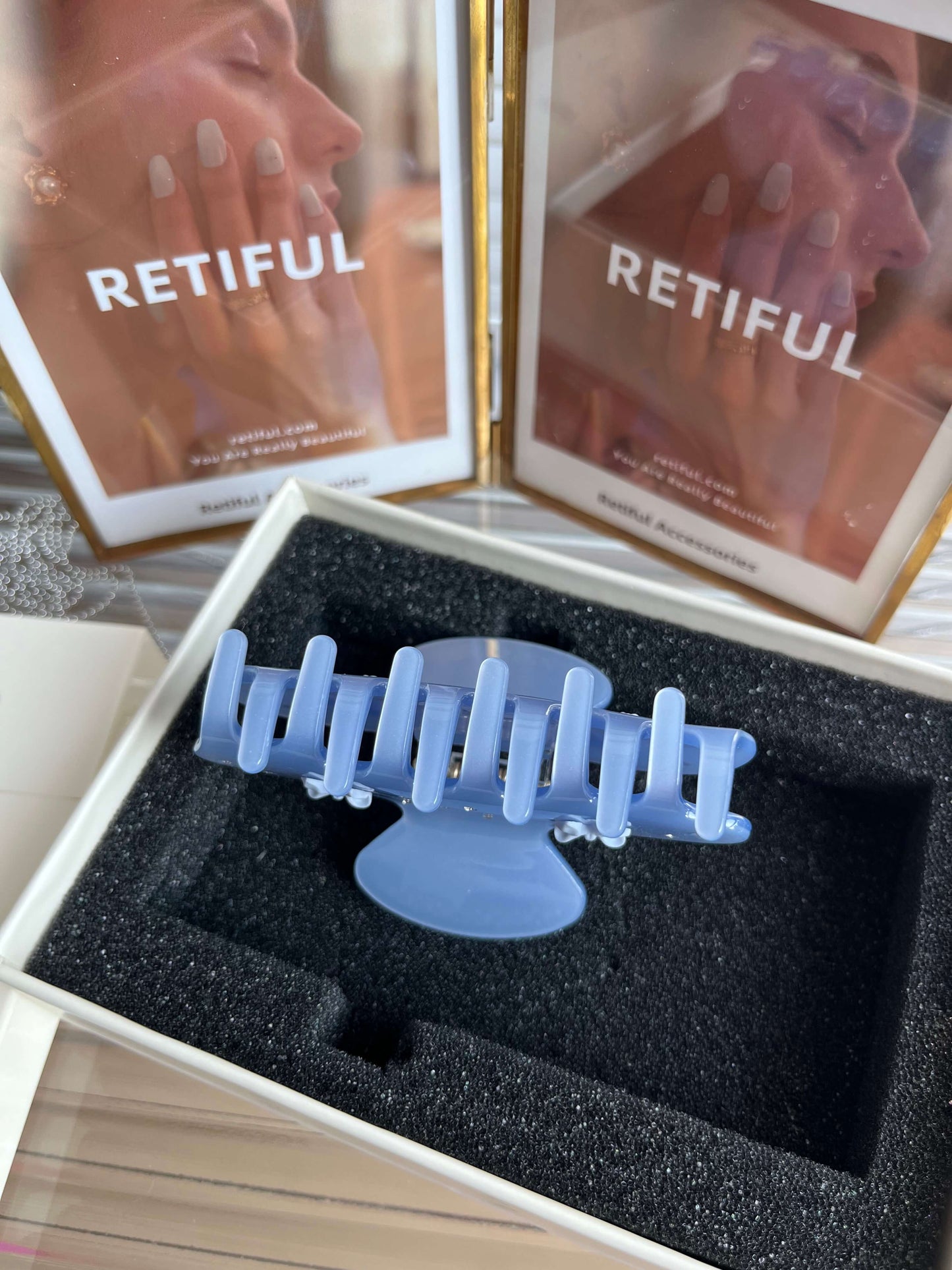 Blue Ribbon Bow Sweetheart Clip