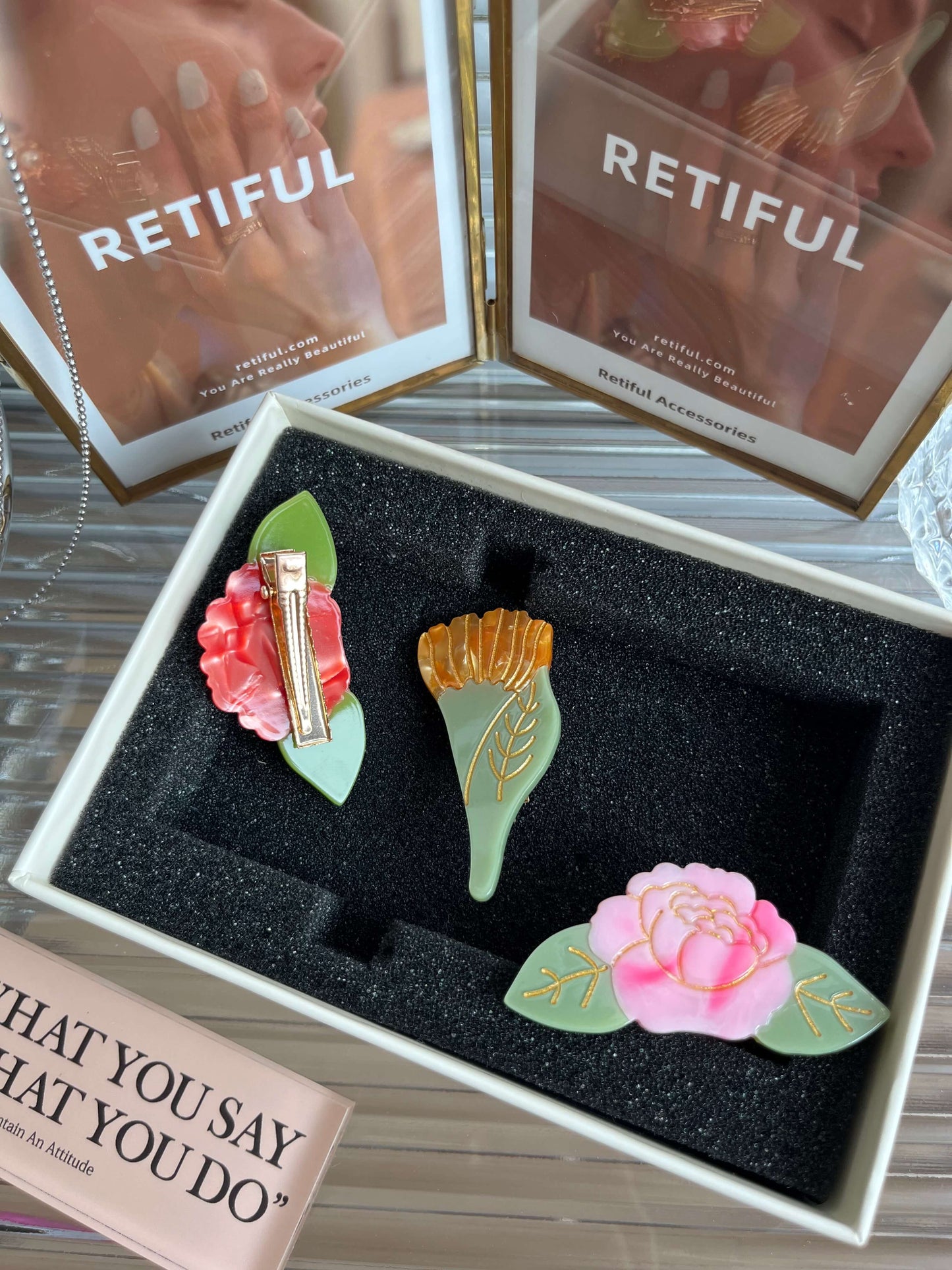 Peony Hair Clip in Red