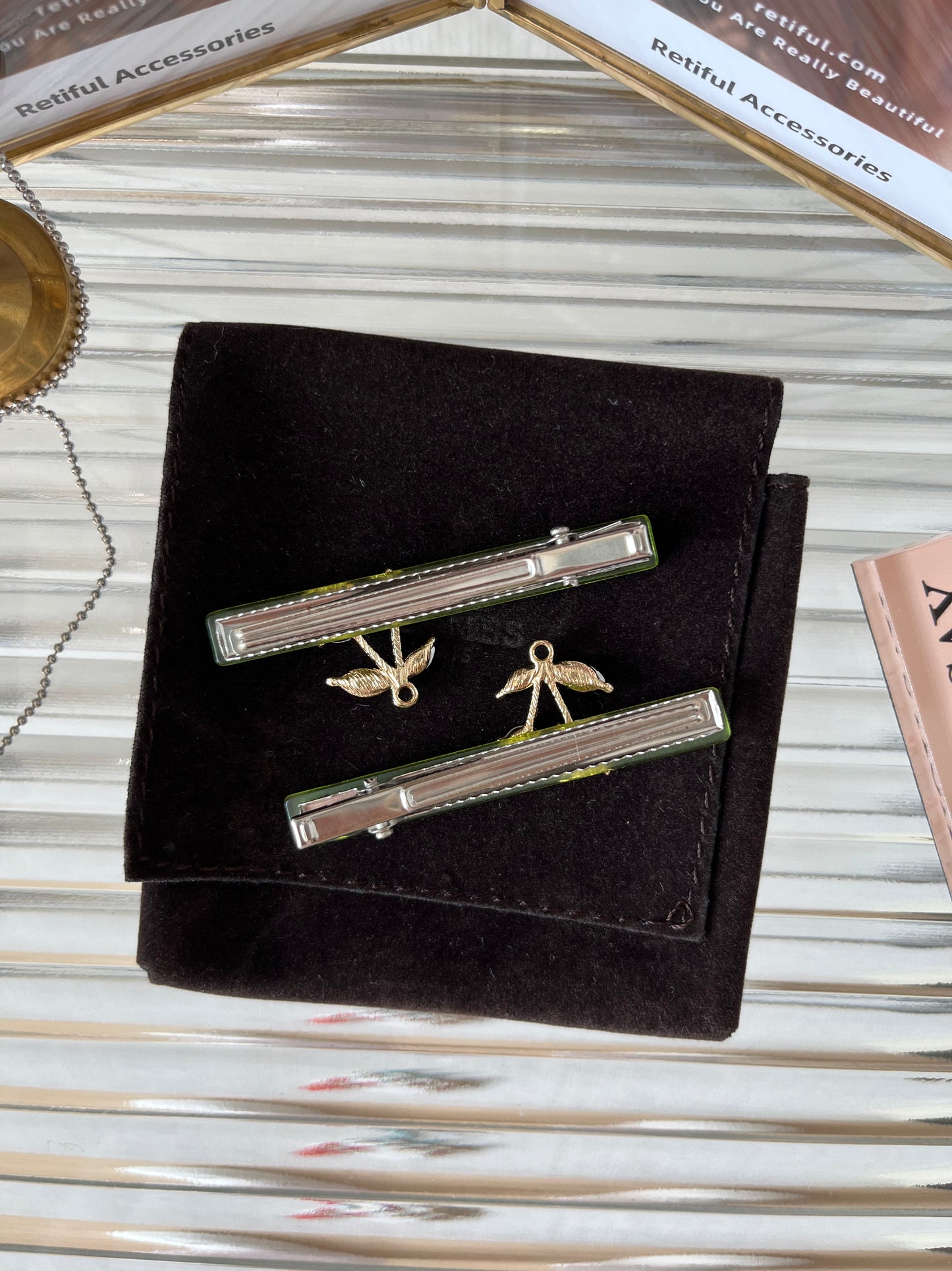 Rainbow Cherry Hair Clip Set (Green)