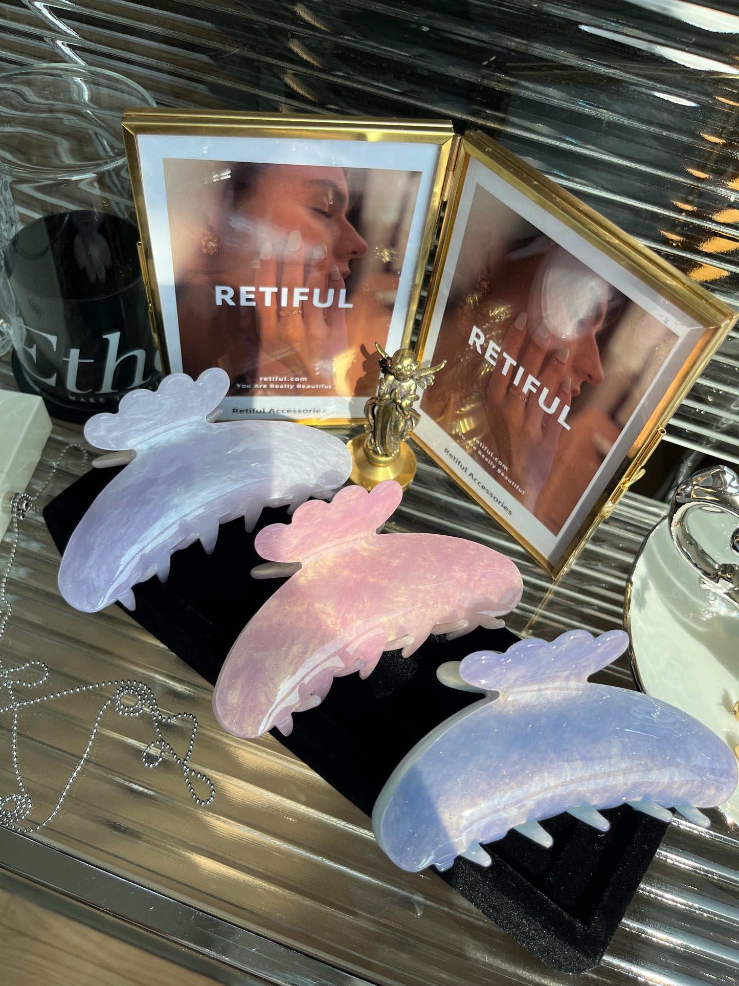 Pinza para el cabello que cambia de color (azul)