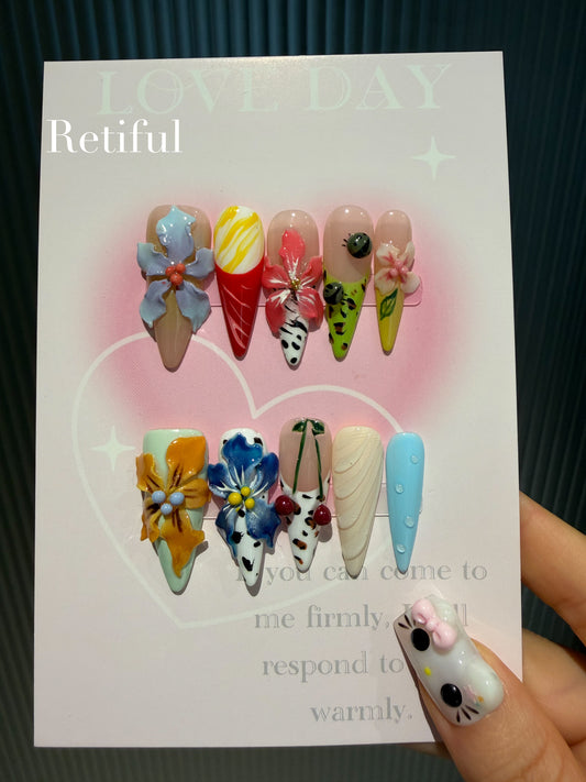 L0045 Flower Press-On Nails
