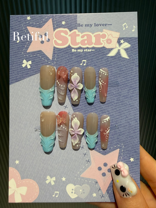 L0047 Flower Press-On Nails