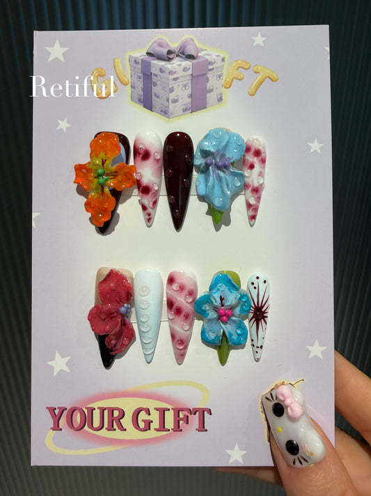 L0048 Flower Press-On Nails