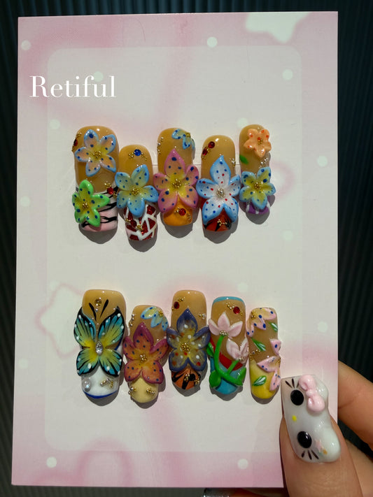 L0051 Flower Press-On Nails