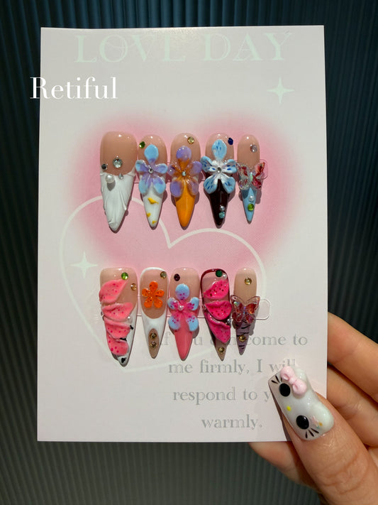 L0055 Flower Press-On Nails