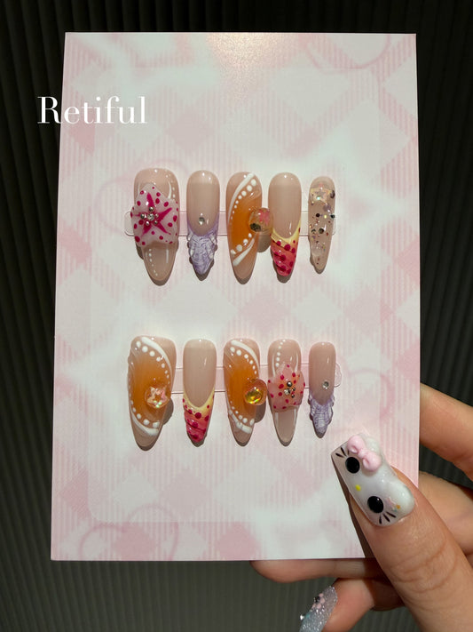 L0074 Flower Press-On Nails
