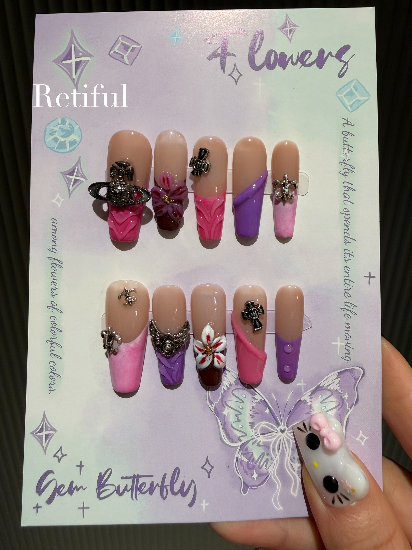 L0079 Flower Press-On Nails