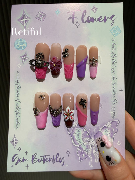 L0079 Flower Press-On Nails