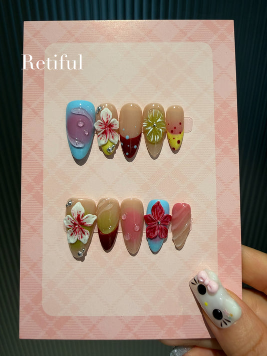 M0014 Flower Press-On Nails