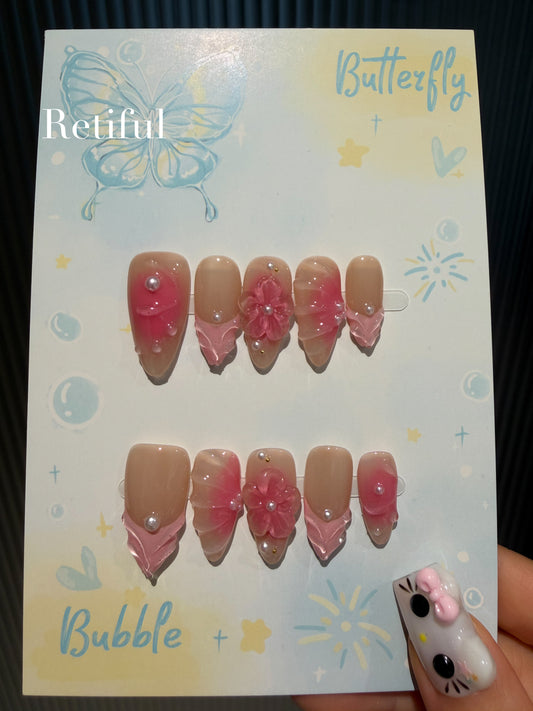 M0015 Flower Press-On Nails