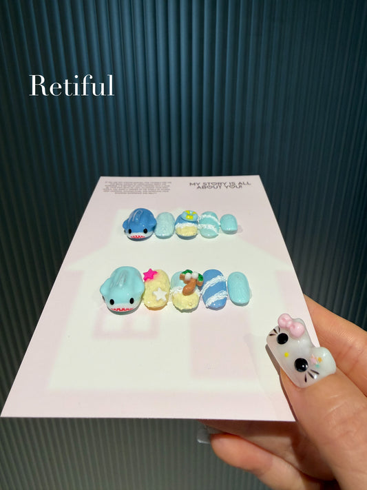 M0018 Shark Press-On Nails