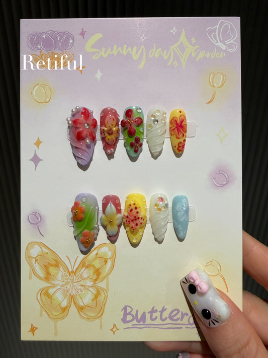 M0025 Flower Press-On Nails