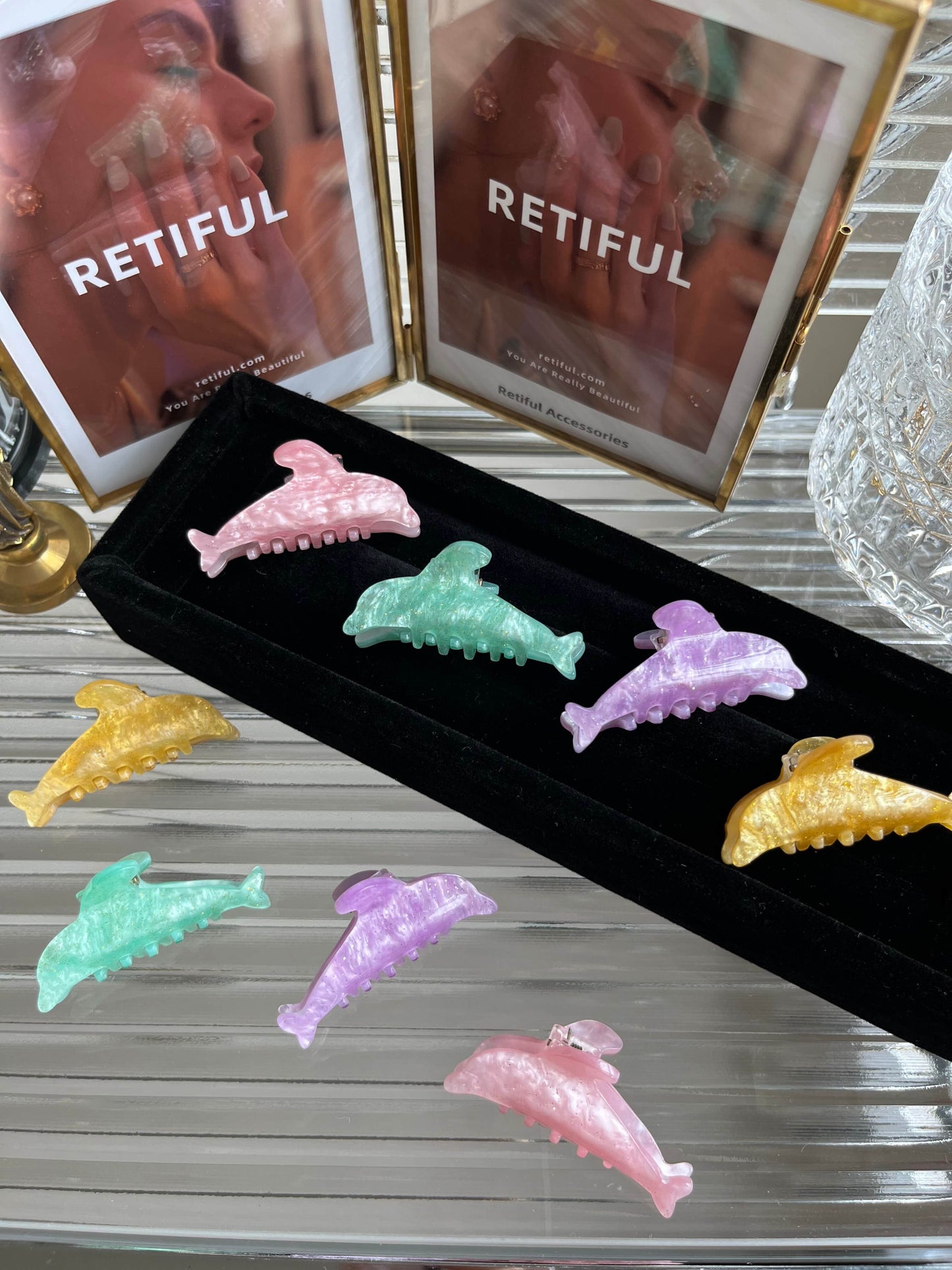 Mini Dolphin Hair Claw Clip In Pink