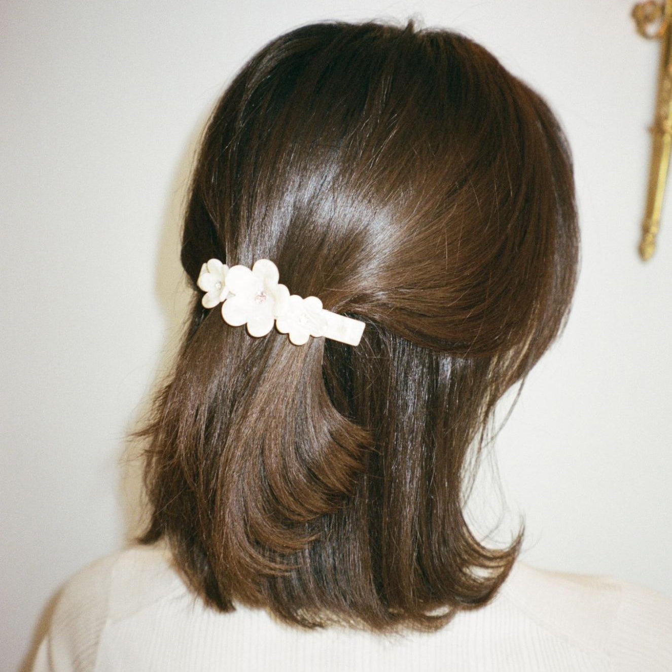 Ponytail Barrette In Chantilly Flowers
