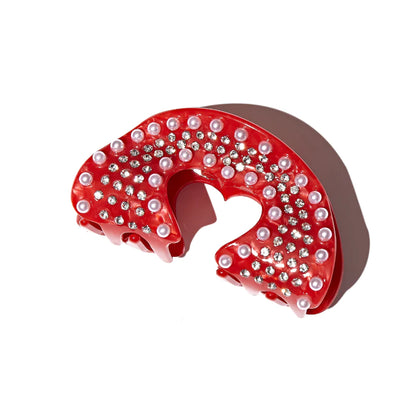 Red Heart Pearl Hair Claw