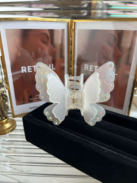 Butterfly Fairy Hair Claw Clip (White)