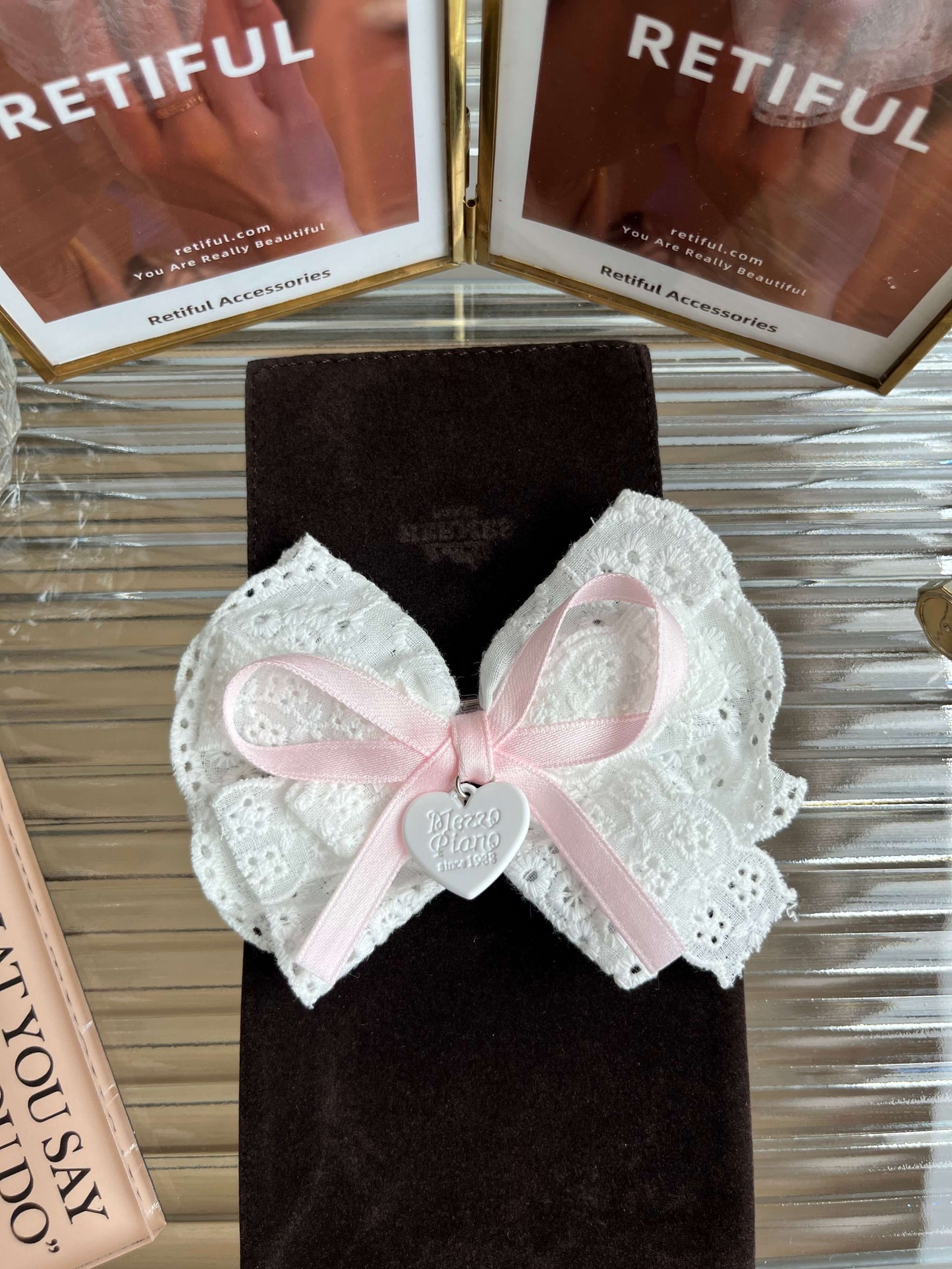 Coquette Bow With Heart Clip