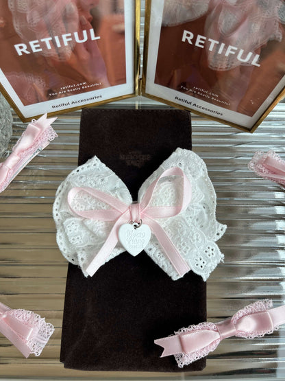 Coquette Bow With Heart Clip