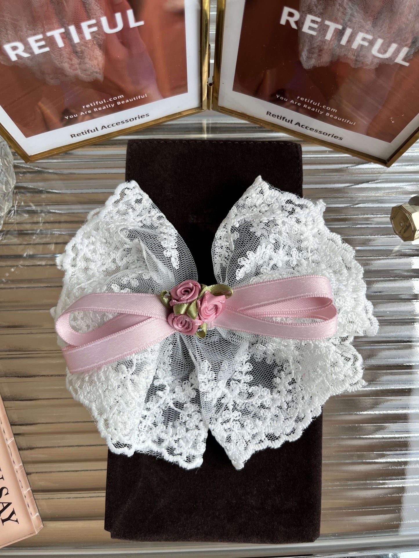 Coquette Lace Flower Bow Clip