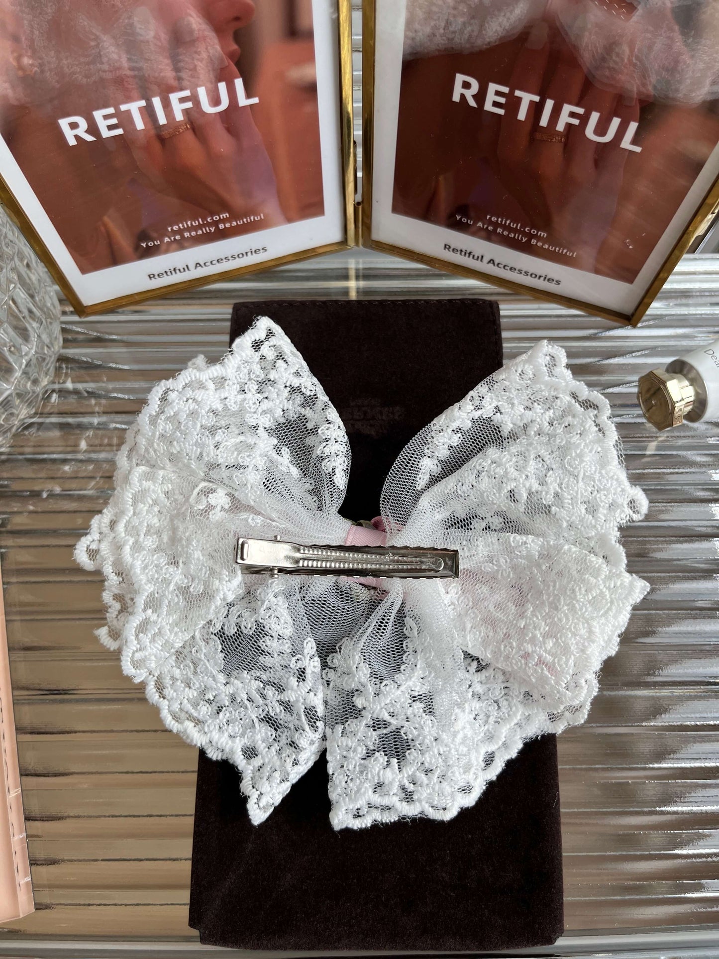 Coquette Lace Flower Bow Clip