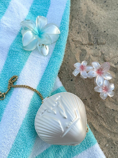 Flower Claw Clip In Aqua Pearl