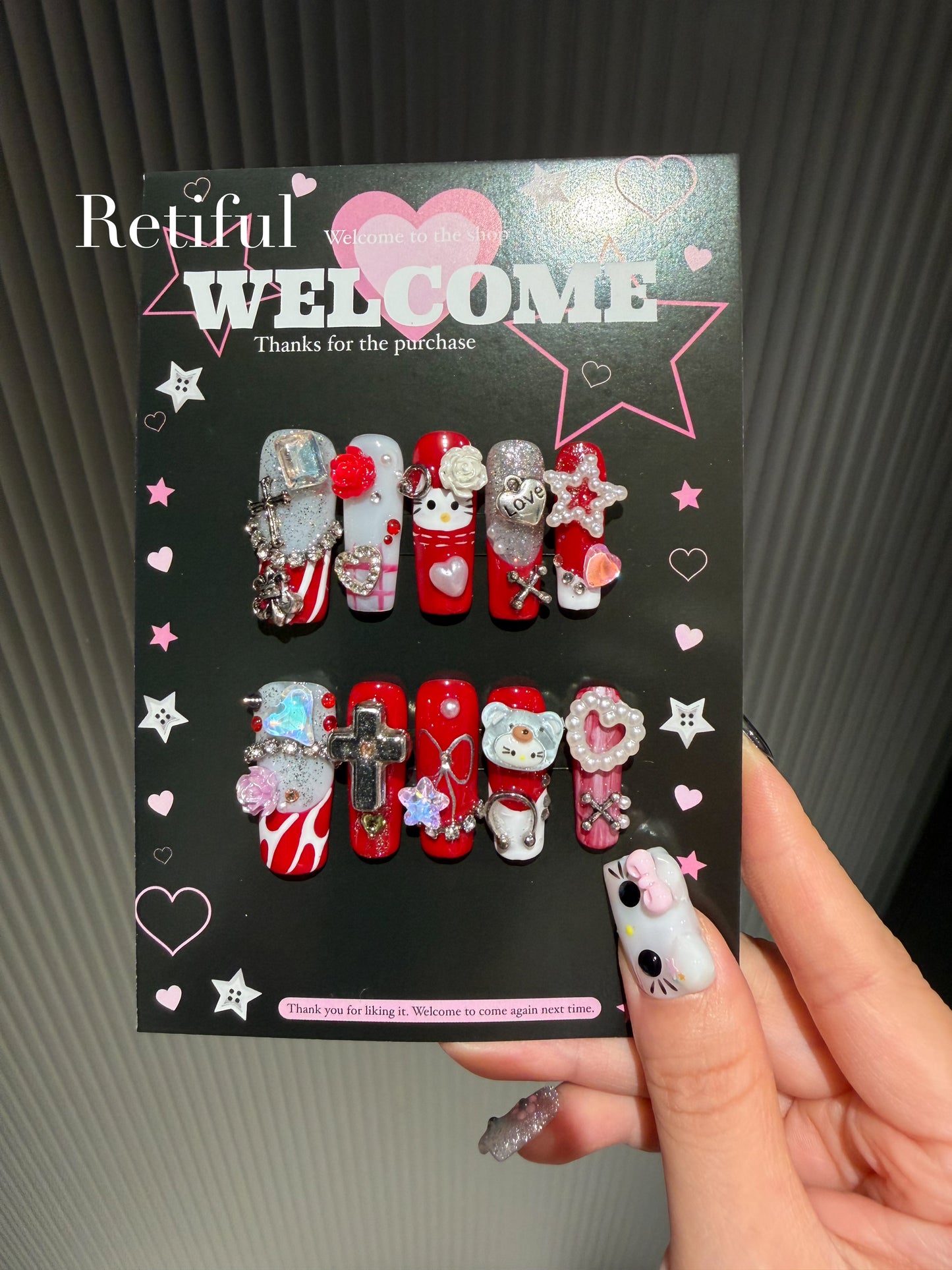 HK0016 Christmas Kitty Press-On Nails