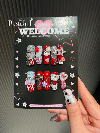 HK0016 Christmas Kitty Press-On Nails