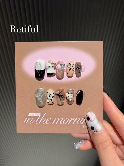 HK0017 Halloween Kitty Press-On Nails