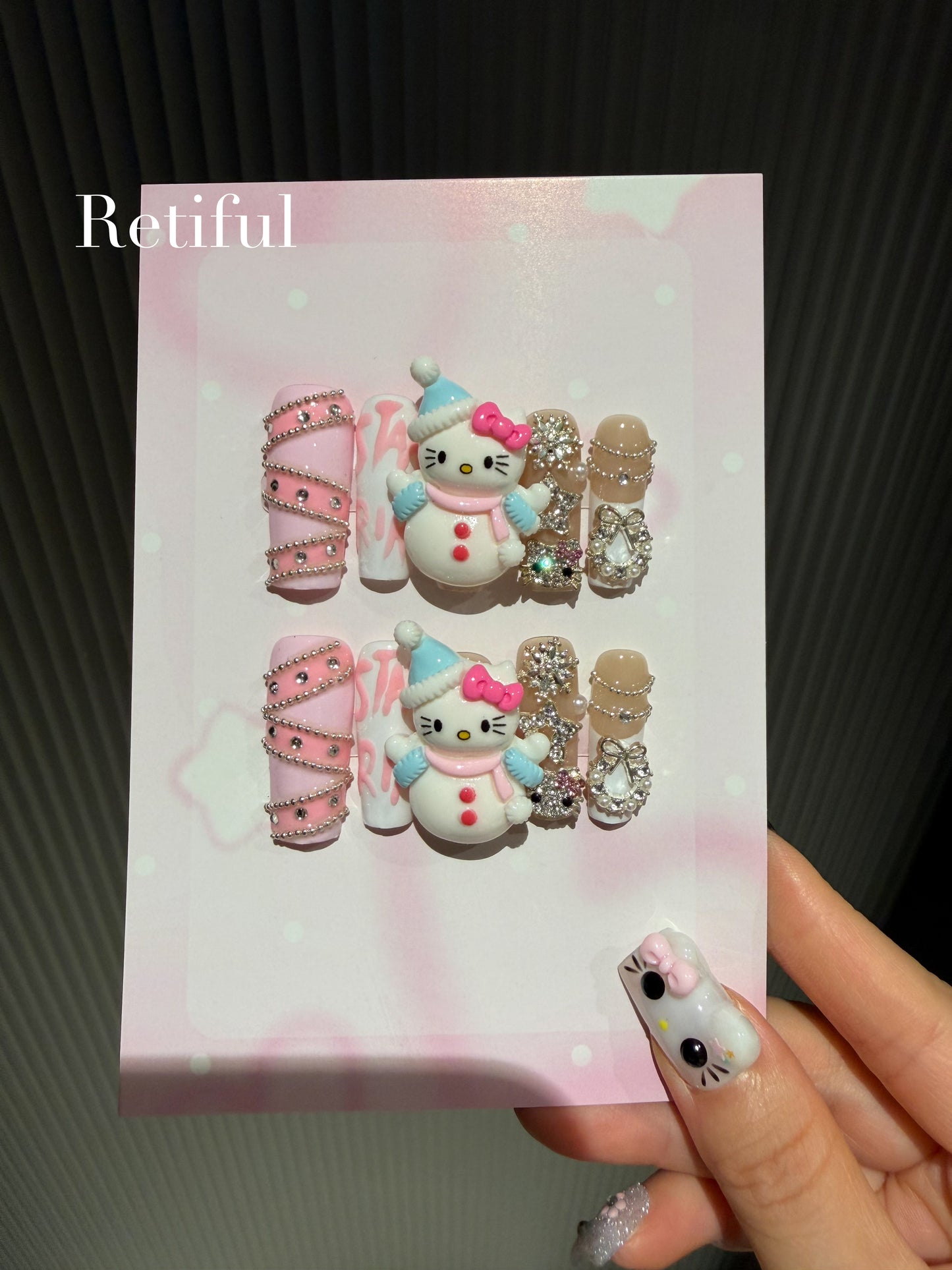 HK0018 Snowman Kitty Christmas Press-On Nails