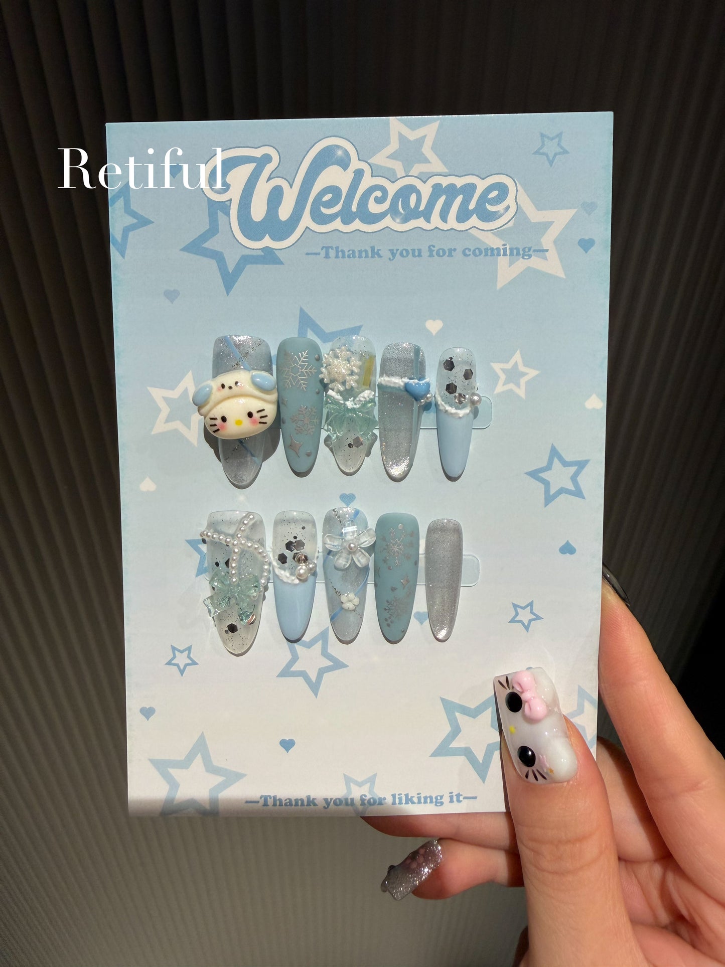 HK0019 Snowman Kitty Christmas Kitty Press-On Nails