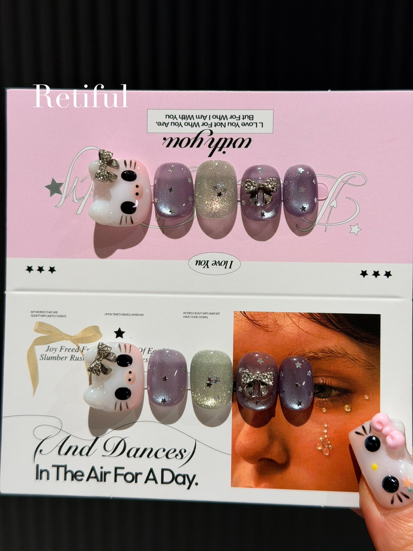 HK0223 3D Horizontal Kitty Press-On Nails