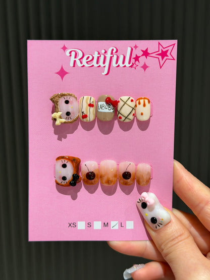 HK0226 Hatty Hello Kitty Collection Cherry Short Press-On Nails