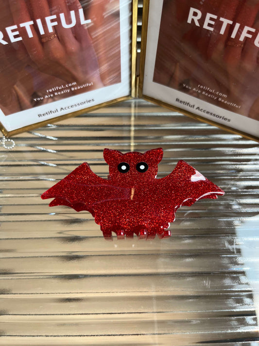 Halloween Glittering Bat Claw (Red)