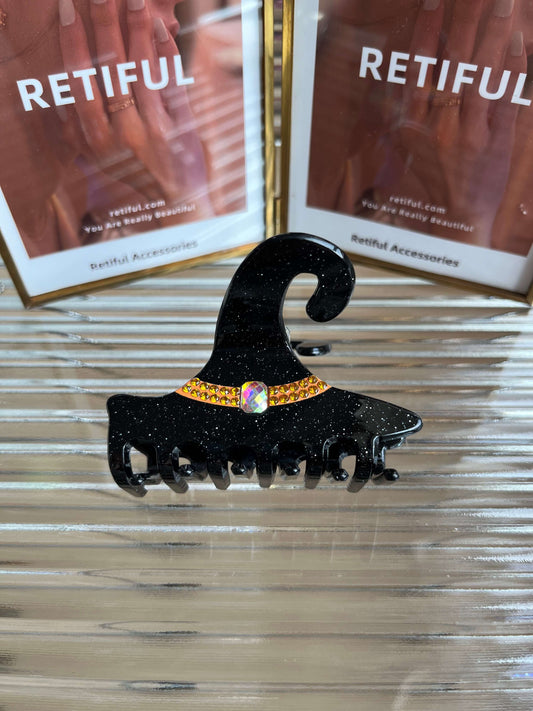 Halloween Witch Hat Hair Claw Clip (Black)