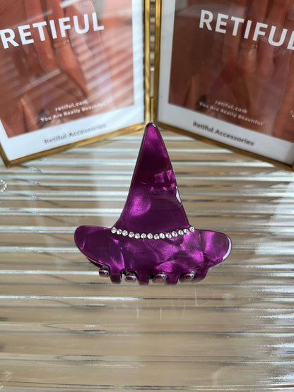 Halloween Witch Hat Hair Claw Clip (Purple)