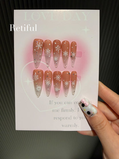 L0002 Snowflake Winter Christmas Press-On Nails