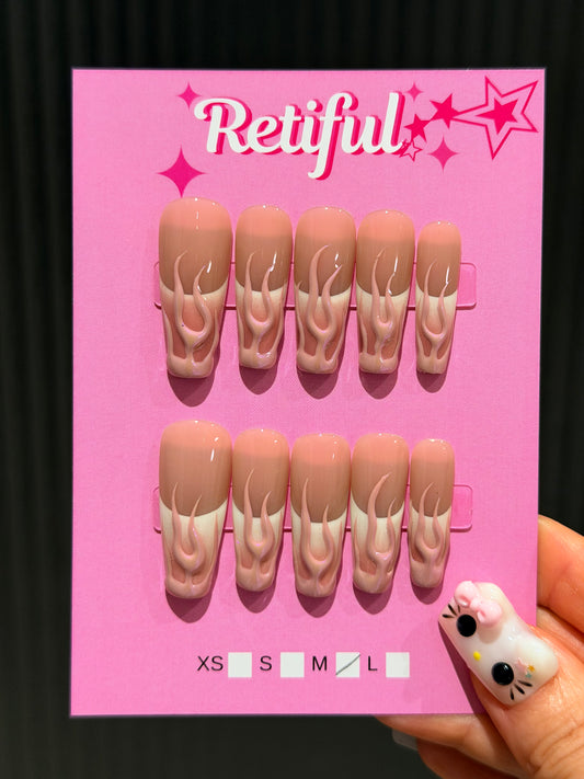 L0092 Liquid Metal Long Press-On Nails (M)