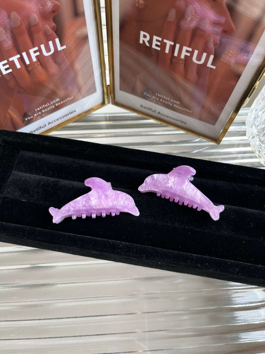 Mini Dolphin Hair Claw Clip In Purple