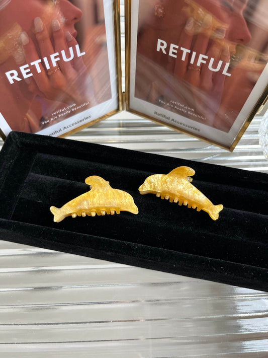 Mini Dolphin Hair Claw Clip In Yellow