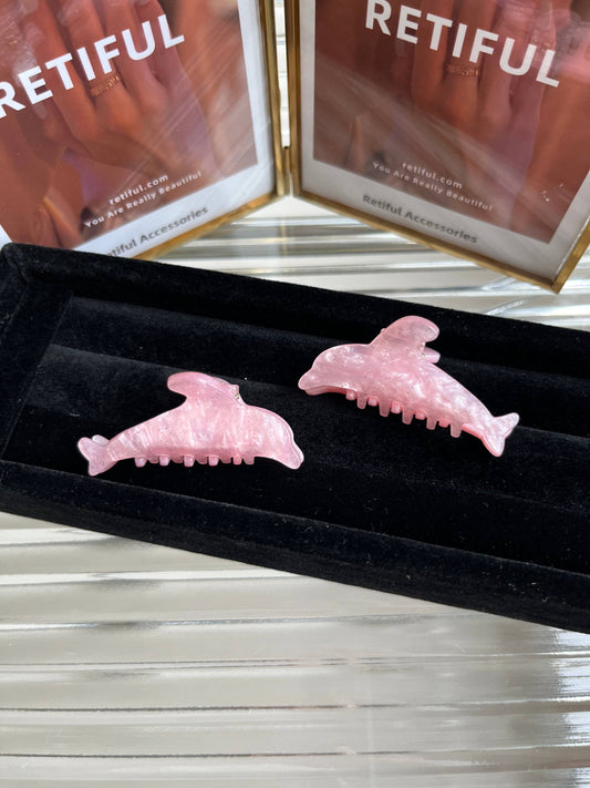 Mini Dolphin Hair Claw Clip In Pink