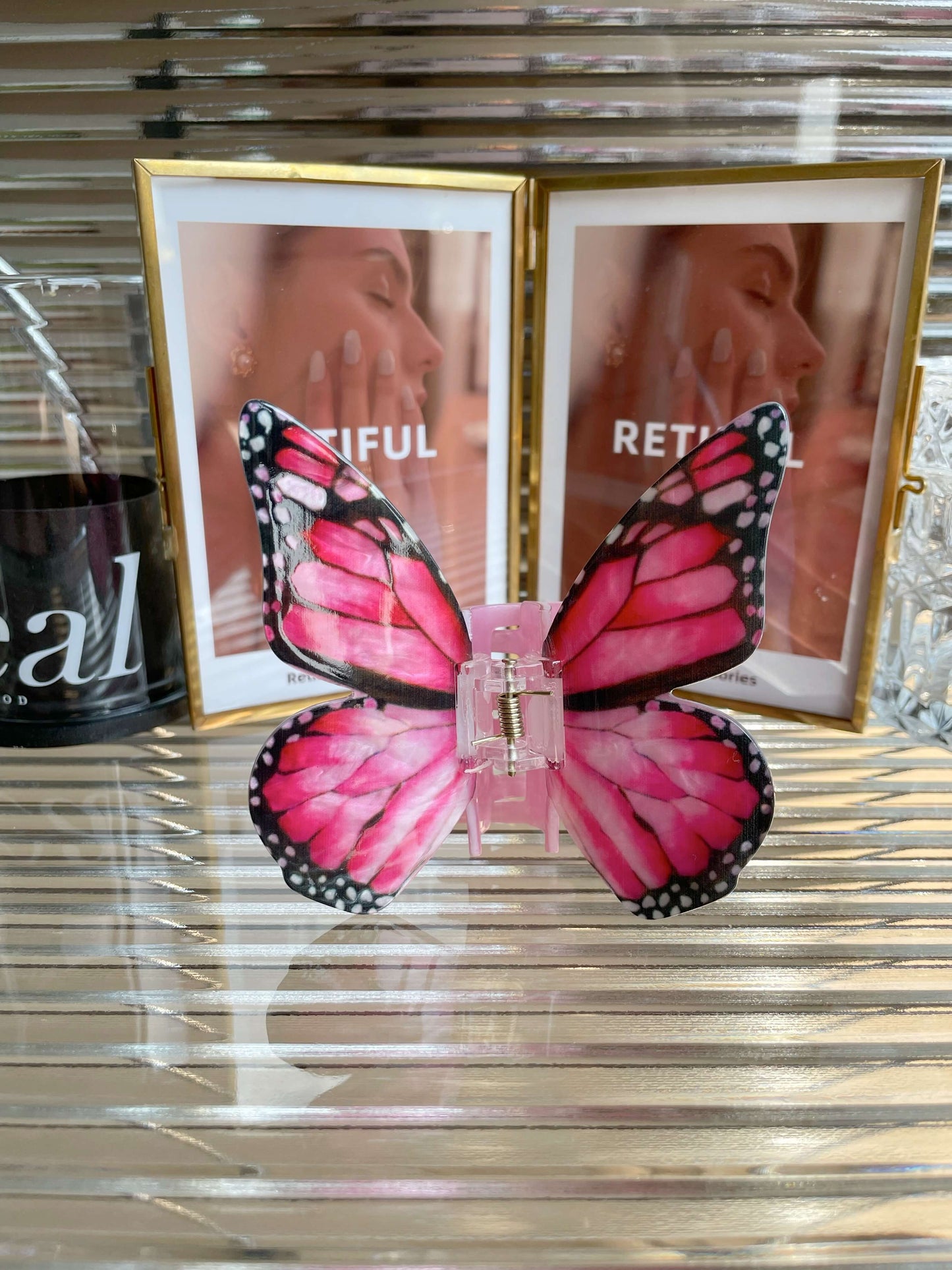 Real Butterfly Hair Claw (Pink)