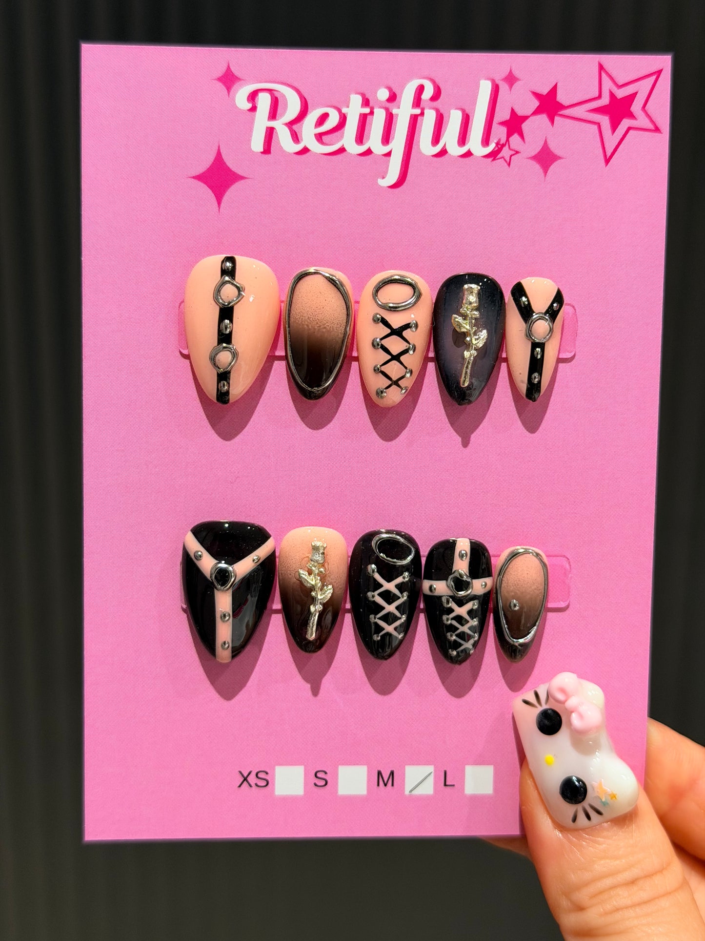 S0026 Liquid Metal Short  Press-On Nails (M)