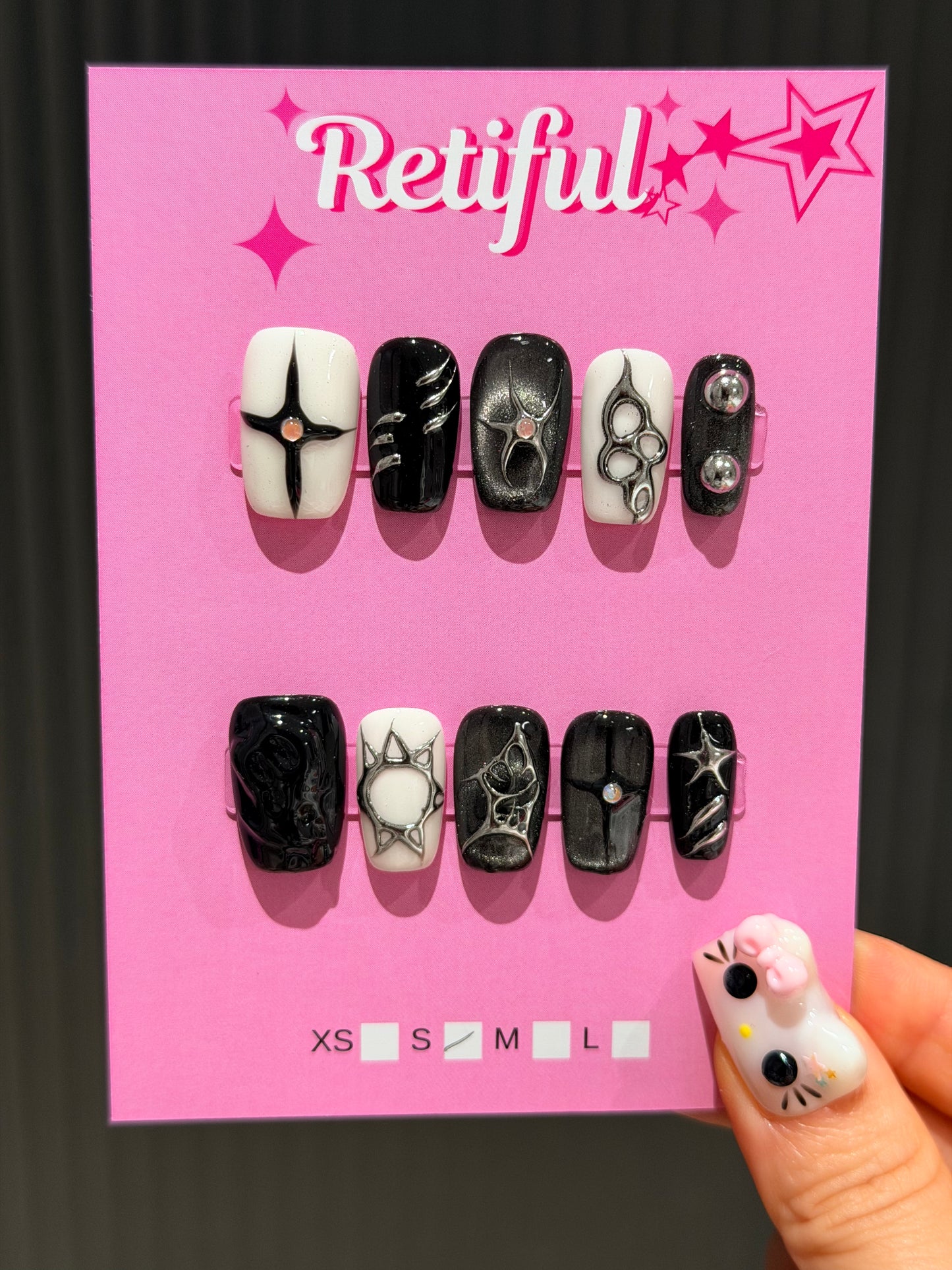 S0027 Liquid Metal Short  Press-On Nails (S)