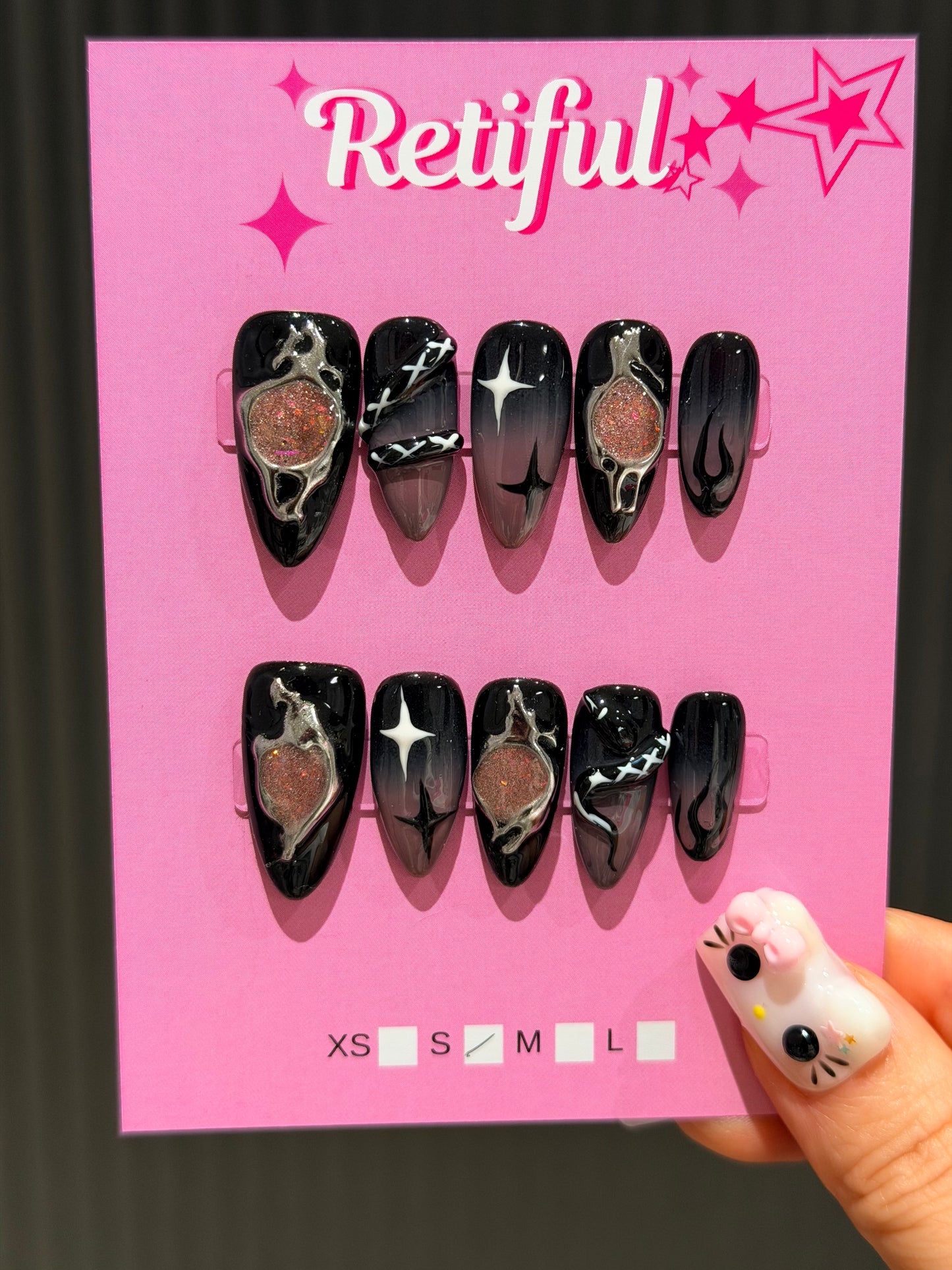 S0028 Liquid Metal Medium Press-On Nails (S)