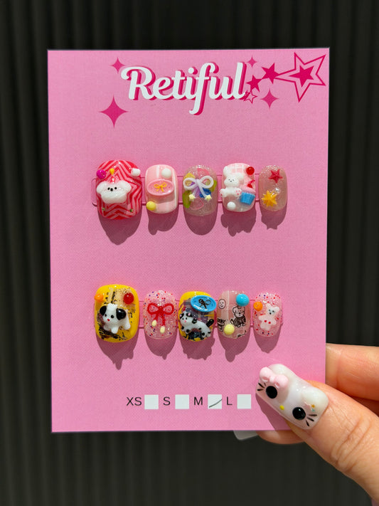 S0033 Critter Carnival Short Press-On Nails