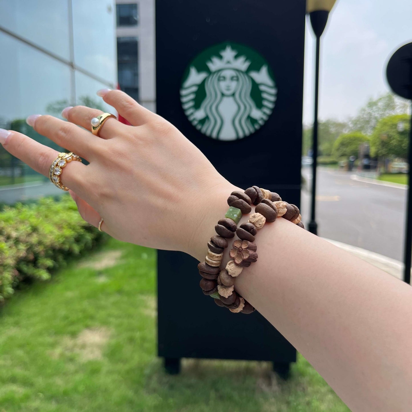 real coffee bean bracelet